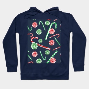 Peppermint dreams on navy blue Hoodie